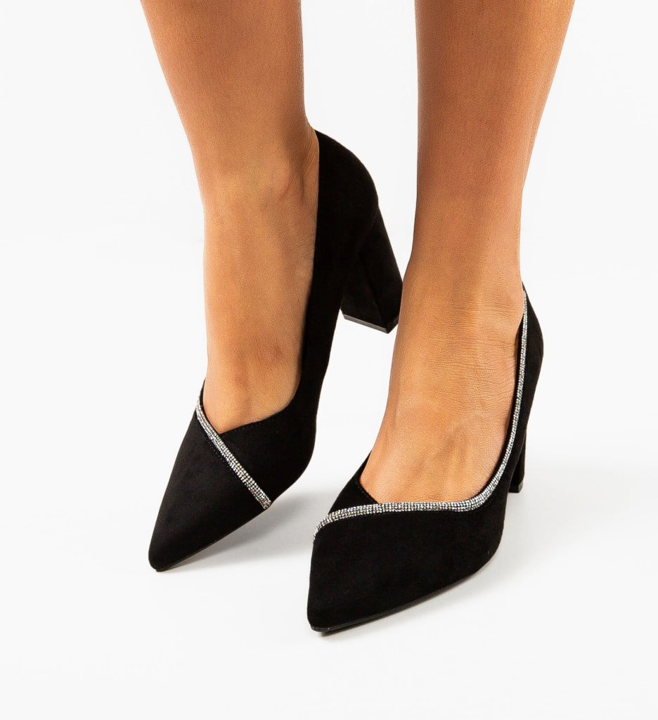 Pantofi Bavalka Eleganți cu Toc Negri - imagine 4