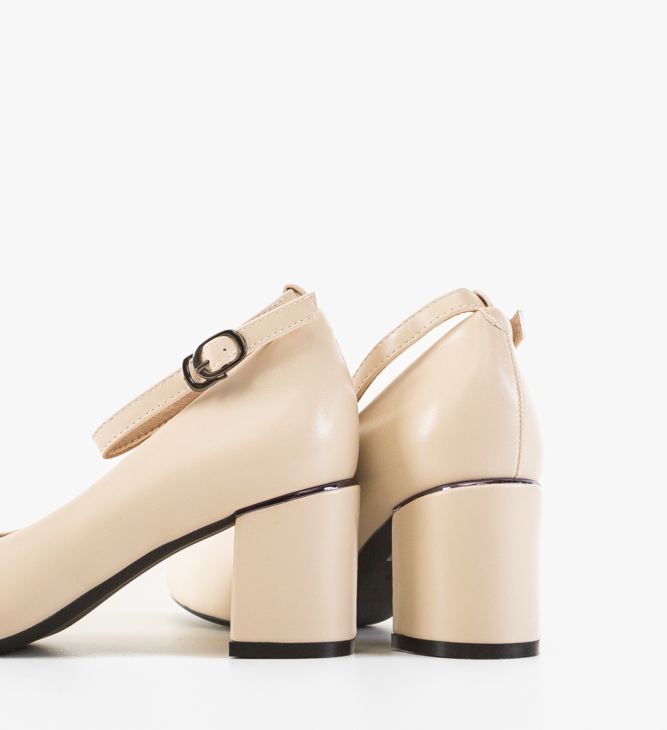 Pantofi Lallo Bej cu Toc Eleganți - imagine 4