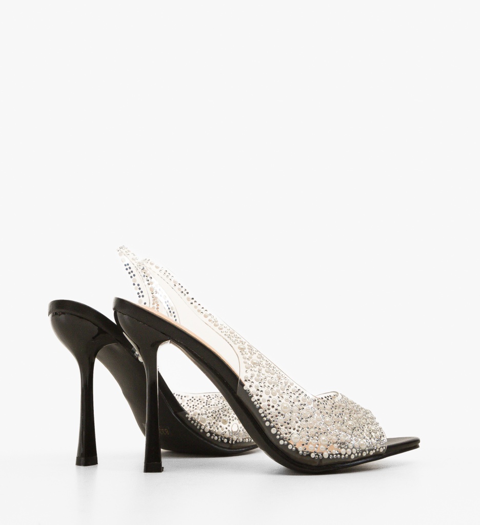 Sandale Wow Negre cu Toc Elegante - imagine 4
