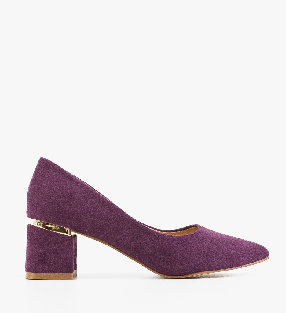 Pantofi dama Hazmelo Mov cu toc elegant - imagine 2