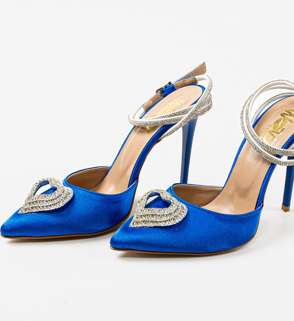 Pantofi Dama Albastri cu Toc Eleganți Tabaga - imagine 5