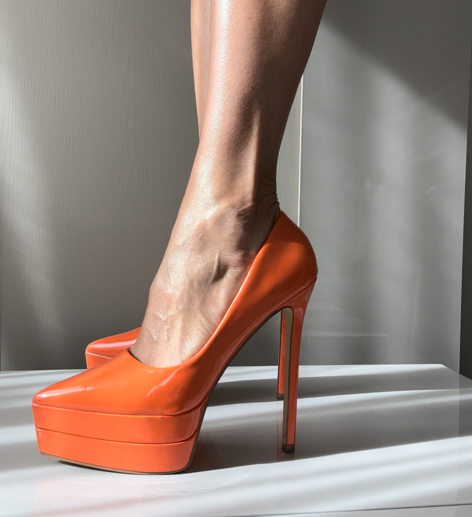 Pantofi Heath Portocalii Eleganți cu Toc - imagine 2