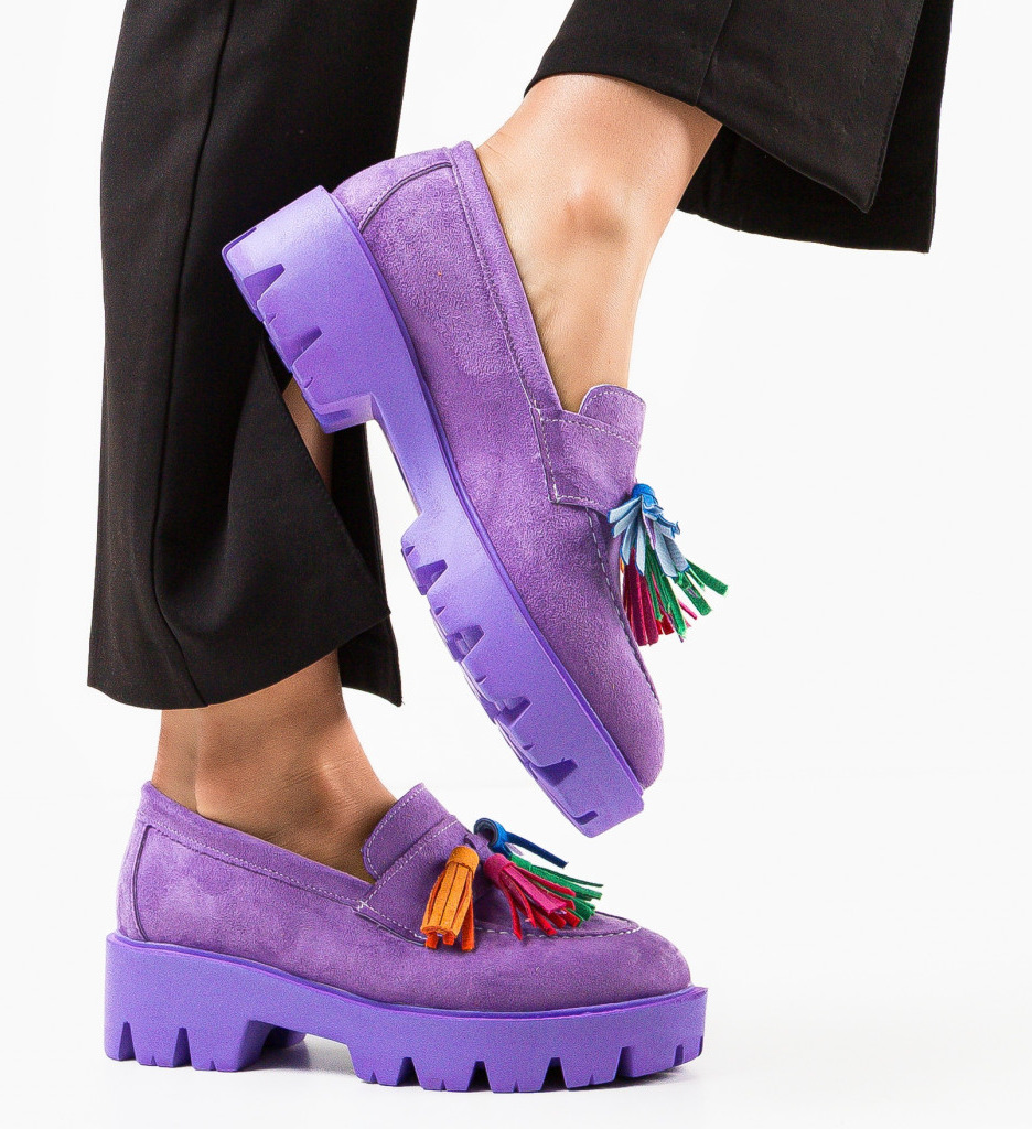 Pantofi Casual Dama Mov Kuciure - Stil Confort - imagine 3