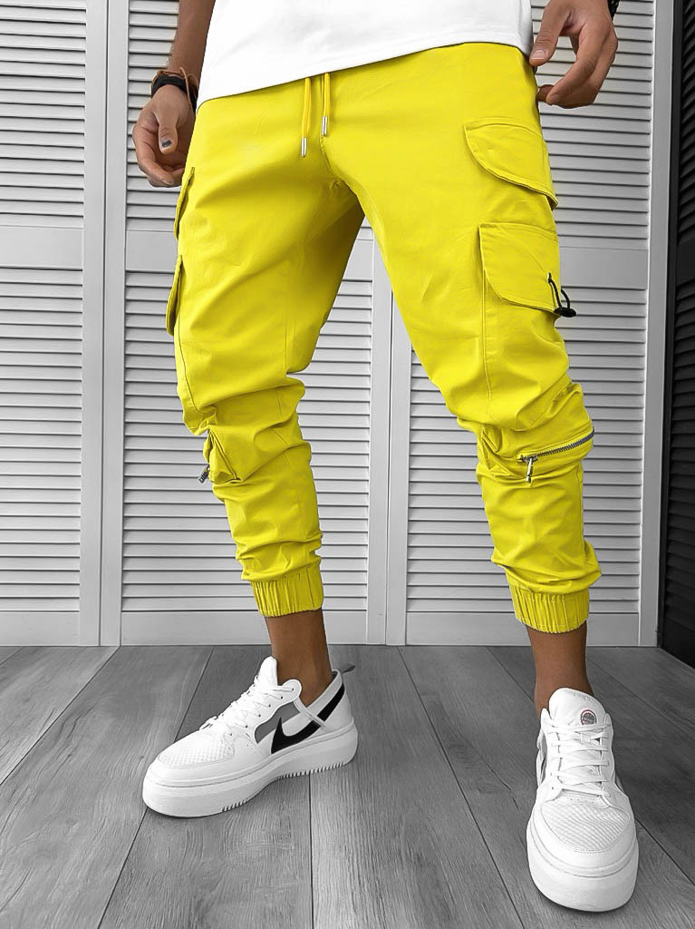 Pantaloni Trening Cargo Mustar Conici, Design Modern