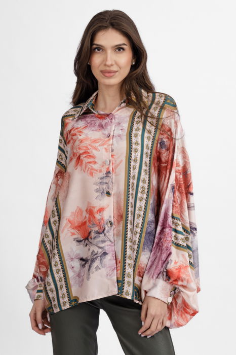 Camașă Satin Oversize Shopika | Imprimeu Floral