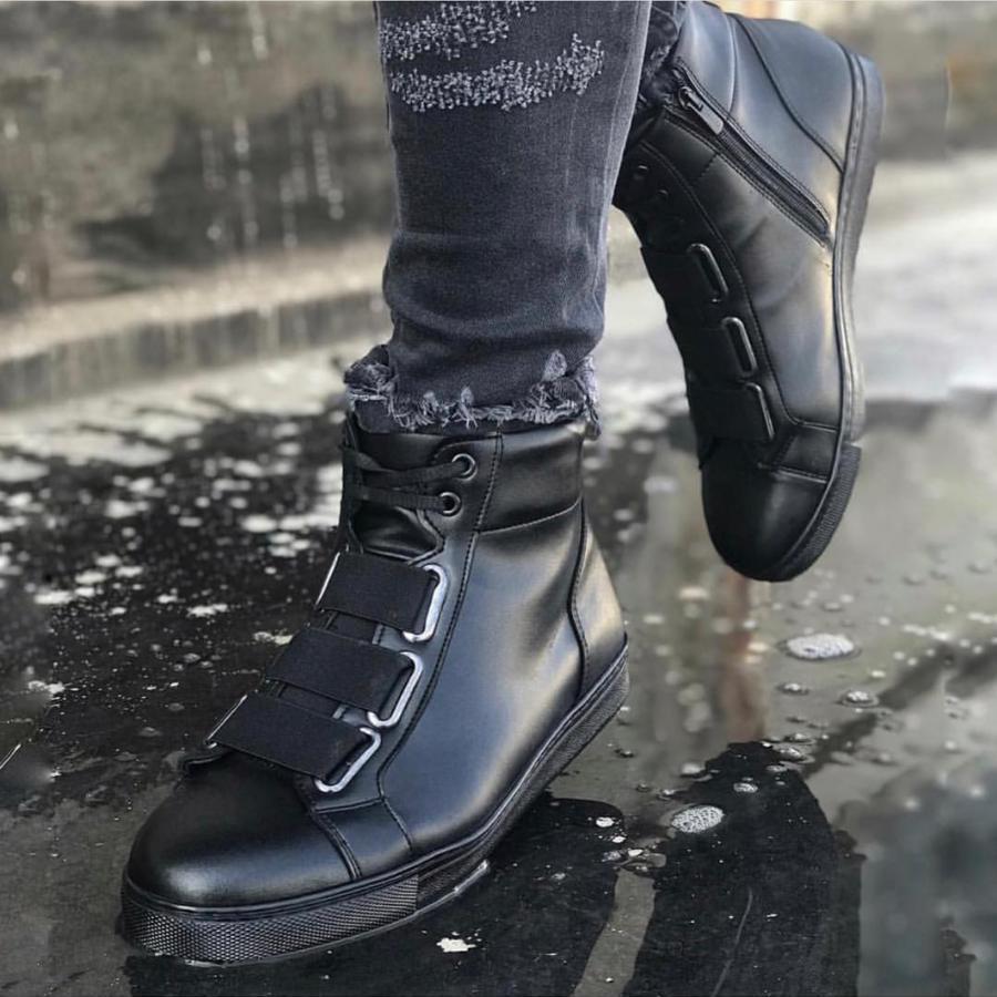 Adidași Bărbați Înalți Negri - Confort Premium