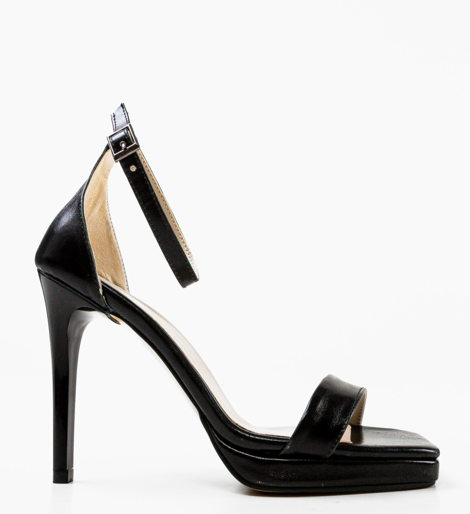 Sandale Dama Grigo Negre cu Toc Elegant - imagine 3