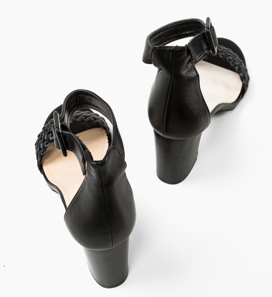 Sandale Polish Negre cu Toc Elegant - imagine 8