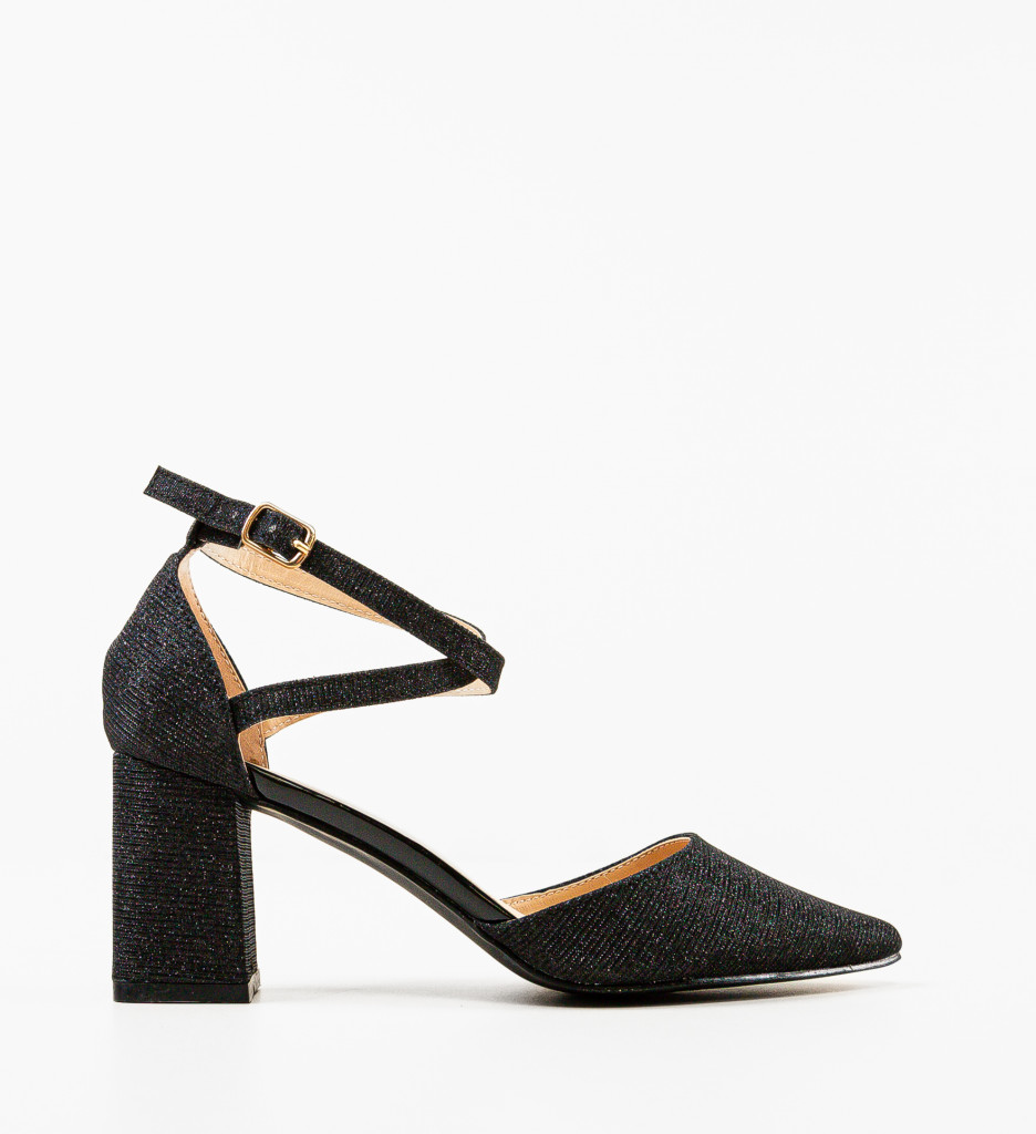 Pantofi Dama Shams | Toc Elegant Negru - imagine 5