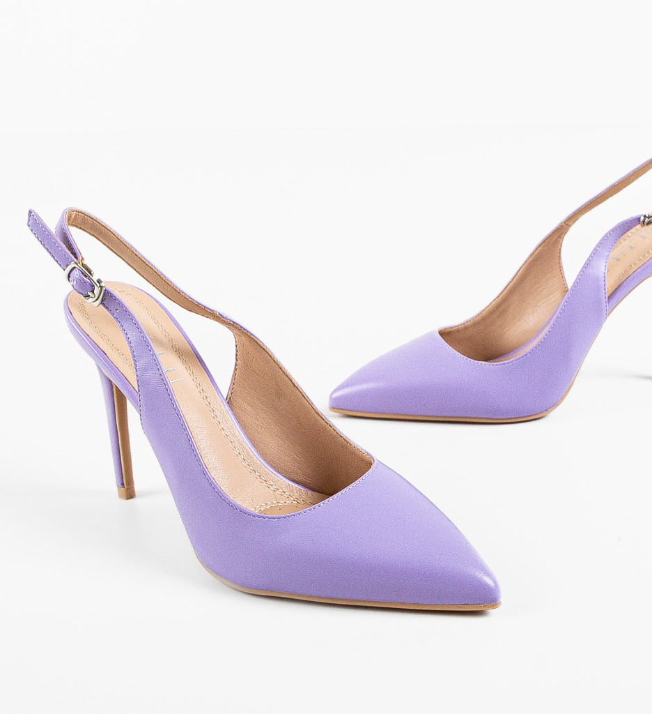 Pantofi Cruz Mov cu Toc Elegant - imagine 9