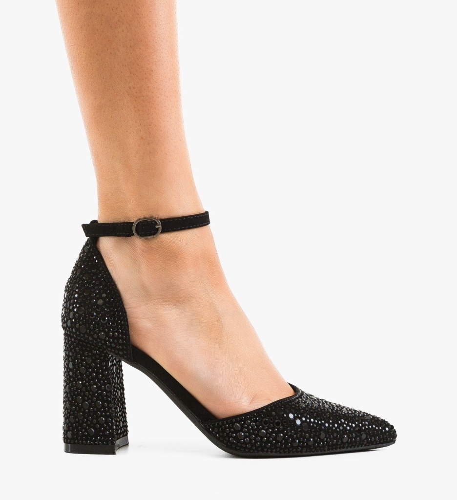 Pantofi Dama Plyka Negri Eleganți cu Toc - imagine 6