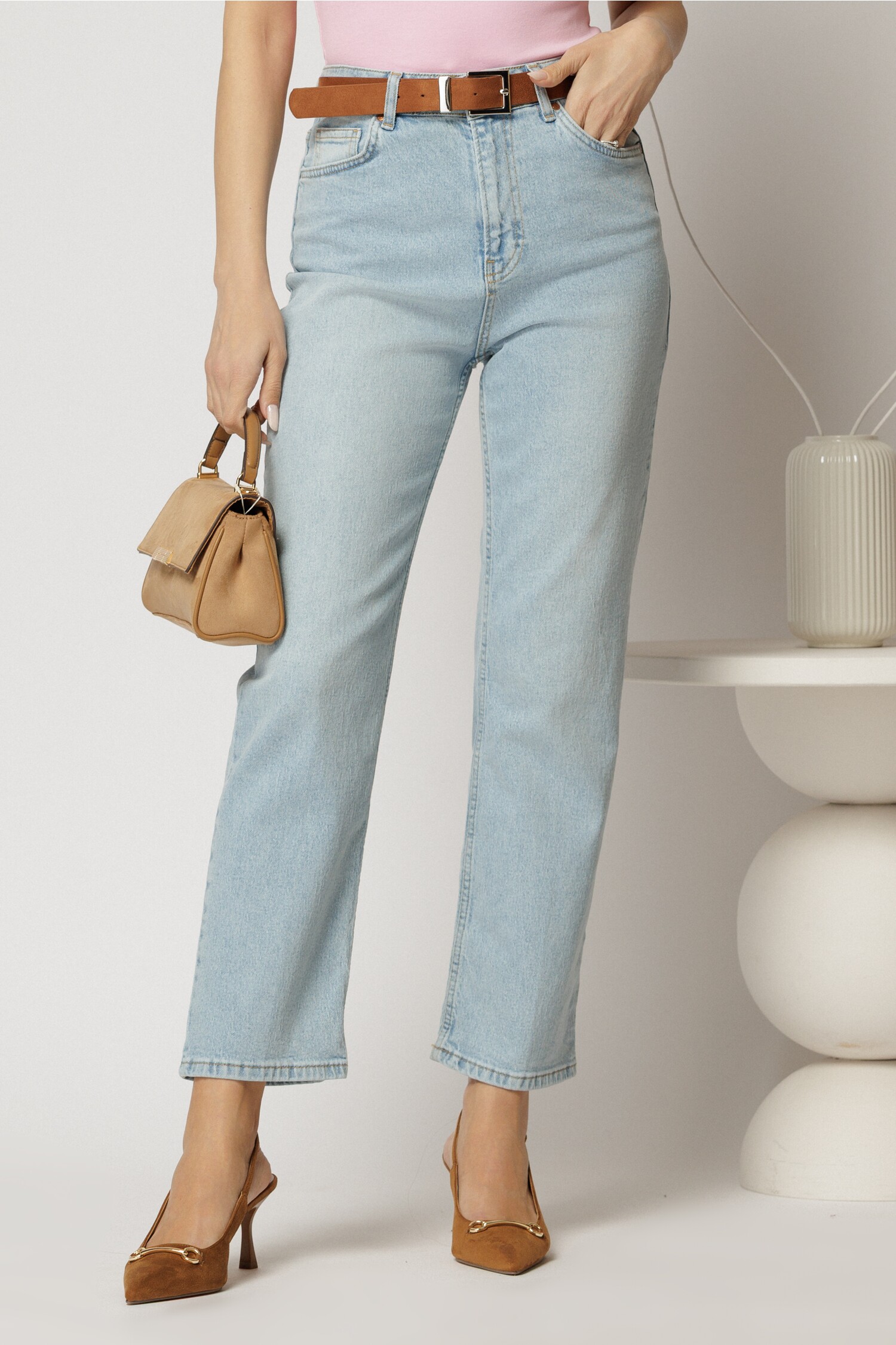 Blugi Dama Mom Fit Albastri Comozi