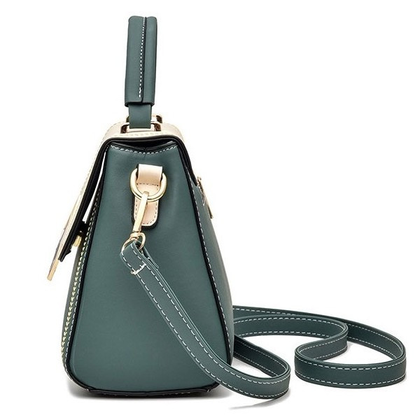 Geanta dama Asha GT1087 verde Himiri, cu bareta - imagine 3