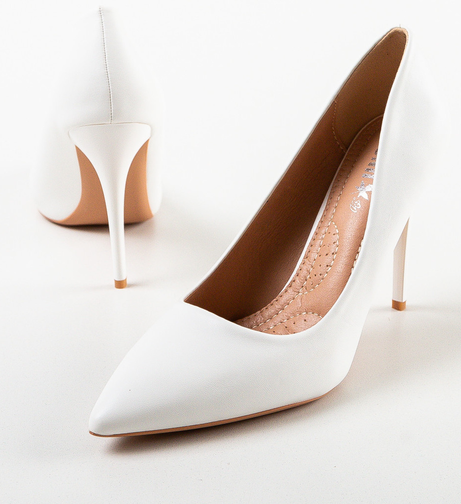 Pantofi cu toc Oknam Albe - Eleganță și Stil - imagine 5