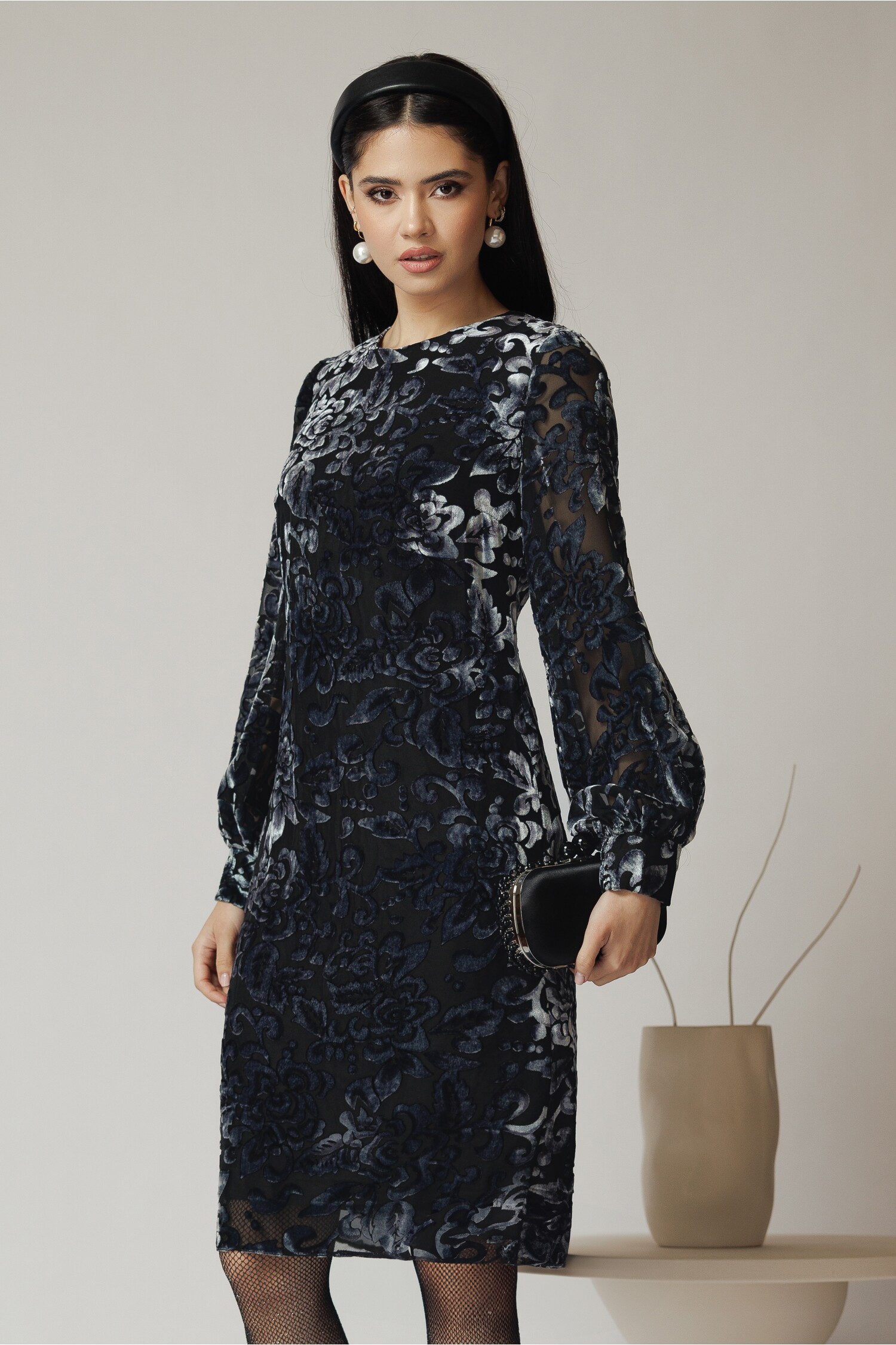 Rochie DY Fashion eleganta tull si catifea