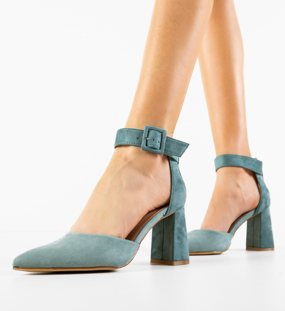 Pantofi Ramzam Verzi cu Toc Eleganți - imagine 3