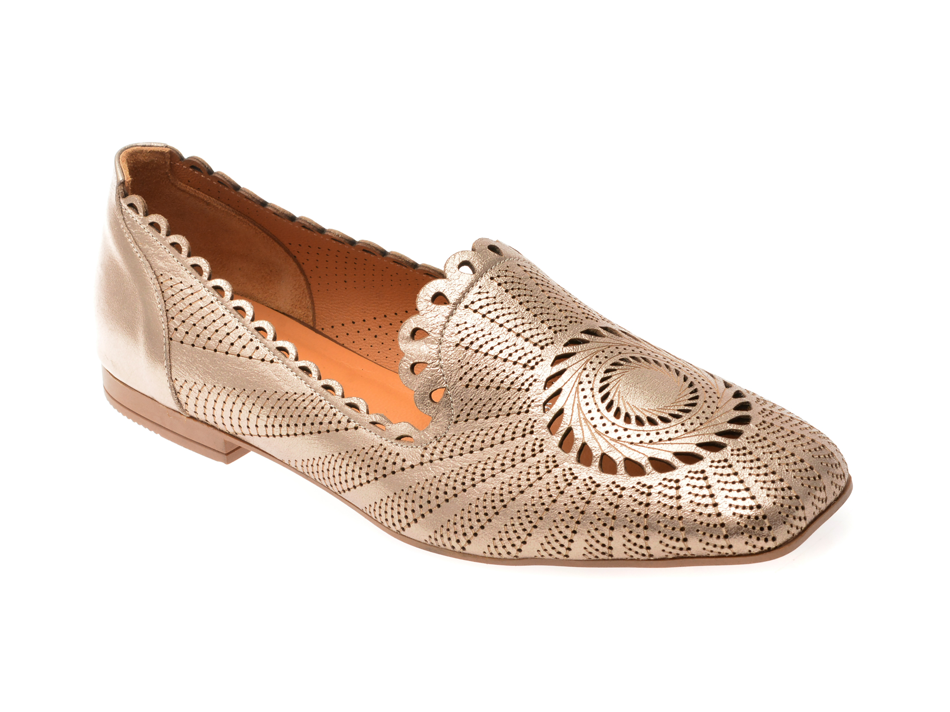 Mocasini IMAGE Aurii din Piele Naturală | Eleganță