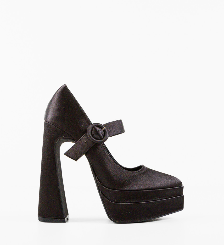 Pantofi Fobol Negri Eleganți cu Toc - imagine 6