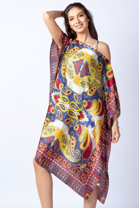 Poncho Plajă Mătase Shopika | Stil Arabesque Elegant - imagine 1