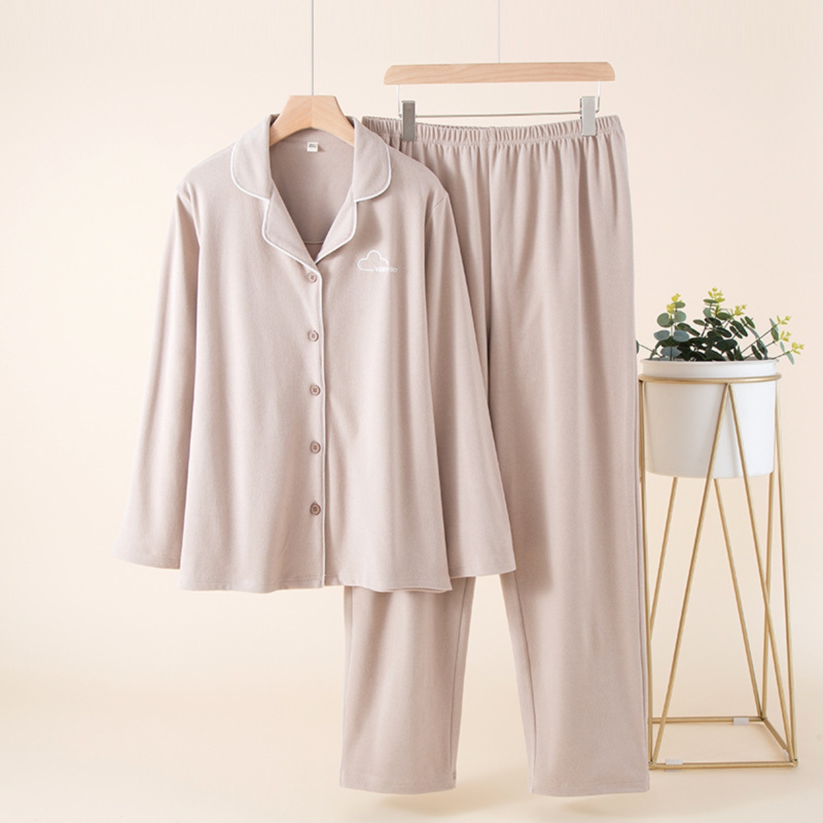 Pijama Dama Delis Happy Day Bej Confort - imagine 2