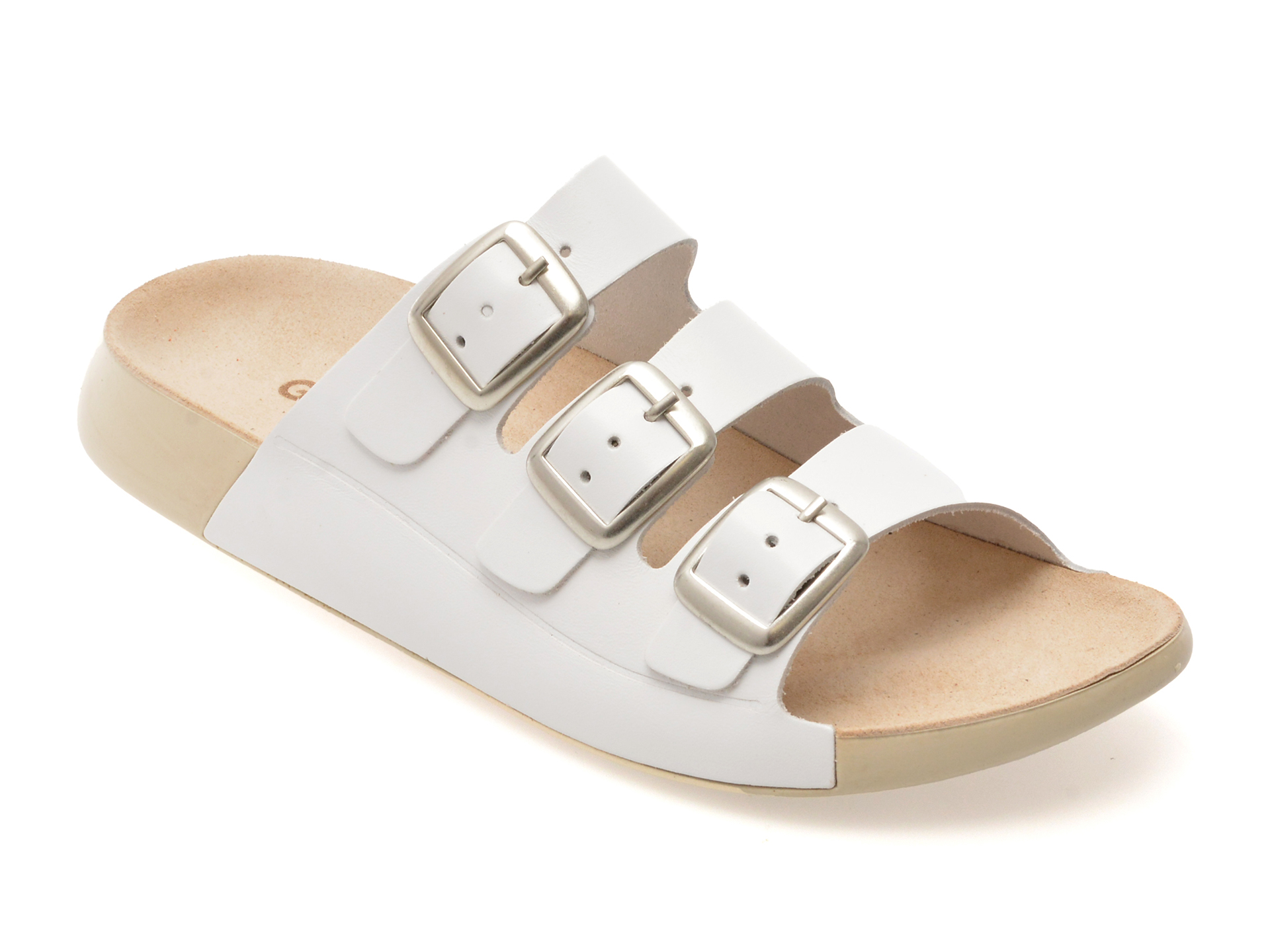 Papuci GRYXX albi din piele naturală - Confort