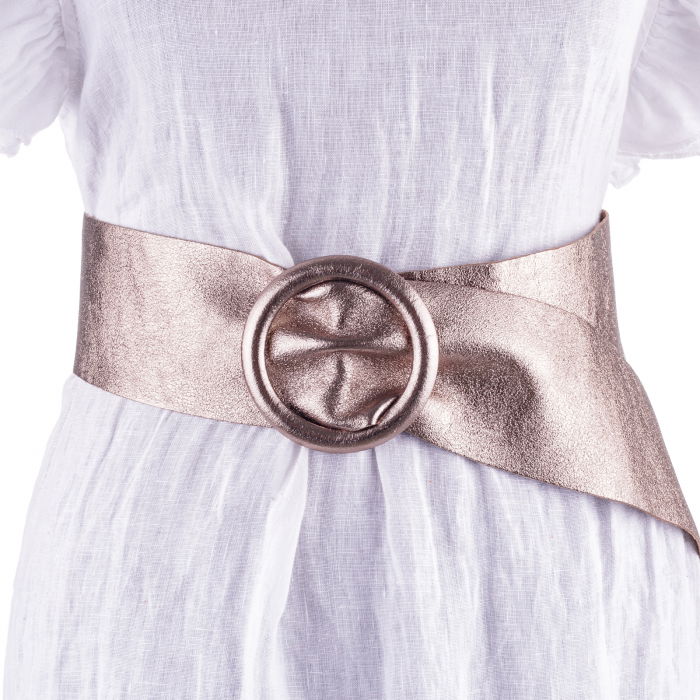 Curea Shopika Piele Naturală Aurie 7cm - imagine 1