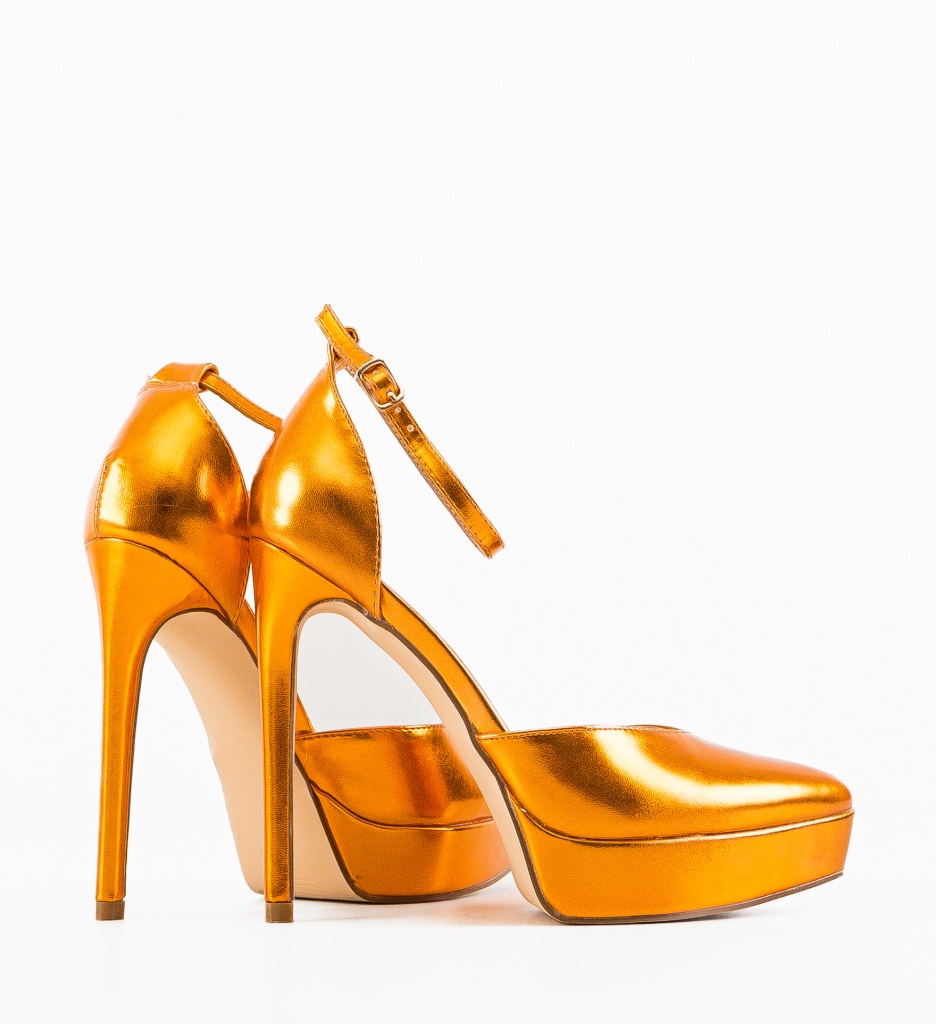 Pantofi Rada Portocalii cu Toc Eleganți - imagine 6