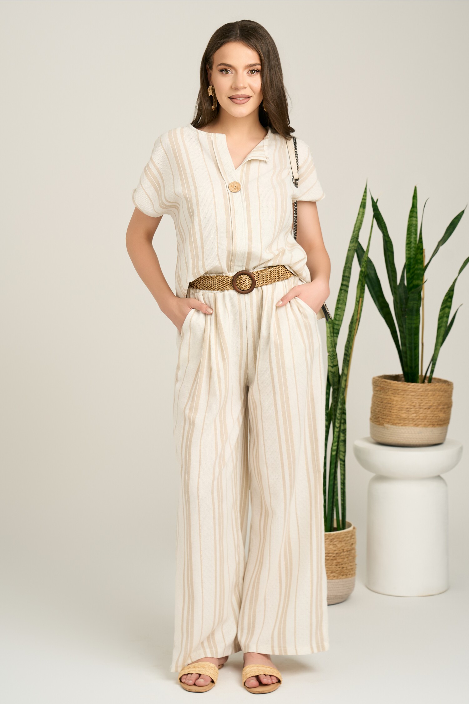 Pantaloni Lejeri Ivory cu Curea - Confort Maxim