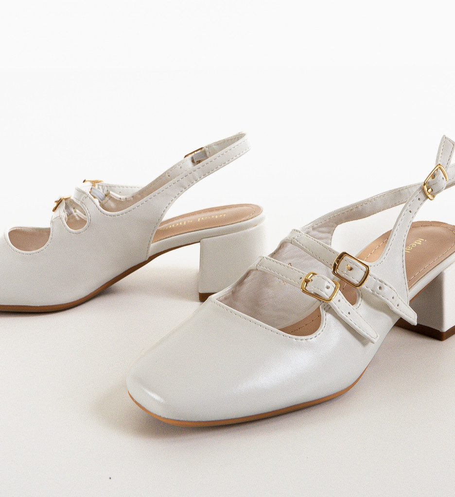 Pantofi Drina Albi cu Toc - Eleganță și Stil - imagine 7
