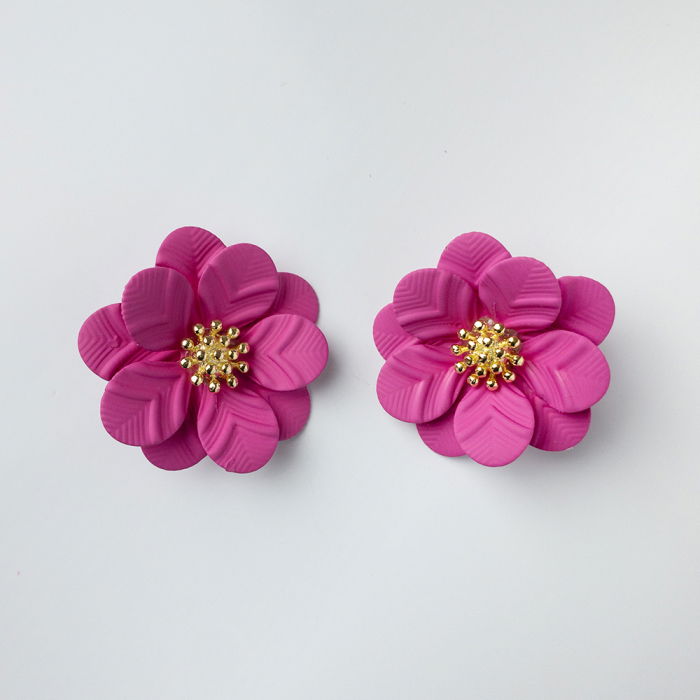 Cercei Floare Fucsia Shopika - Eleganță la Preț Special - imagine 1