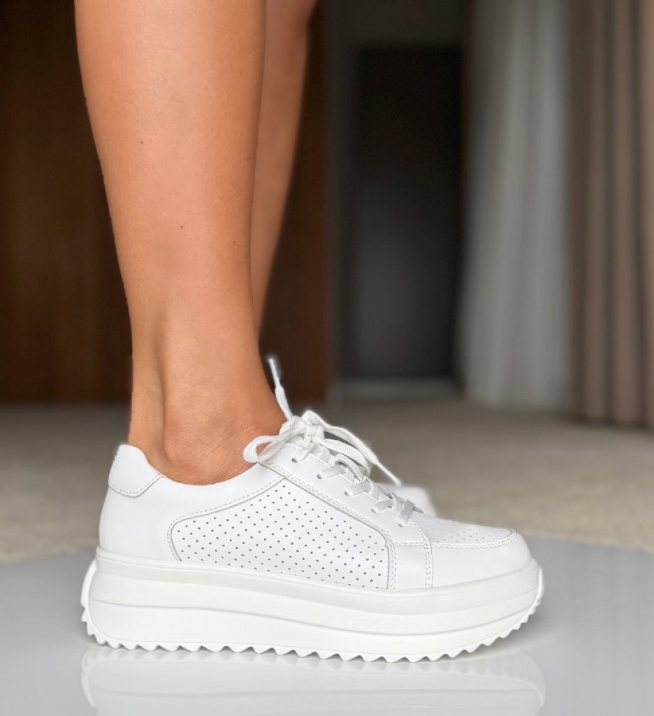 Pantofi Casual Cazmi Albi - Confort Stilat - imagine 3