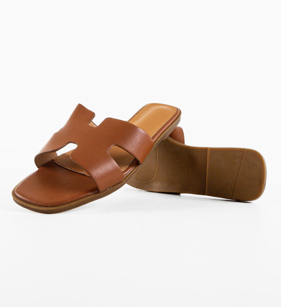 Papuci Dama Doku Camel - Confort & Stil - imagine 7