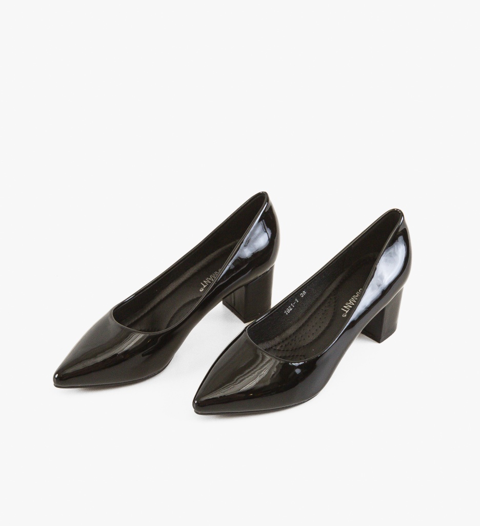 Pantofi dama Rose Negri eleganți cu toc confortabil - imagine 2