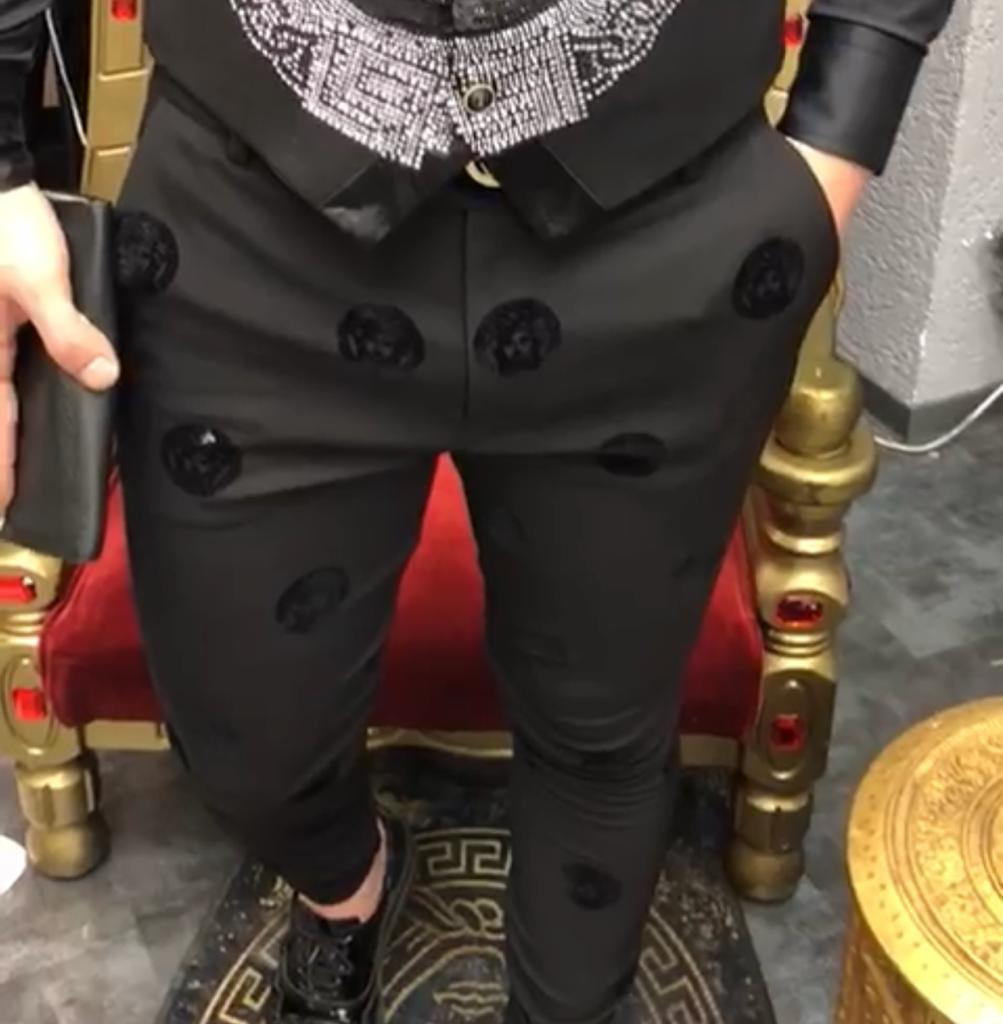 Pantaloni Eleganți Bărbați Negri Stil Office