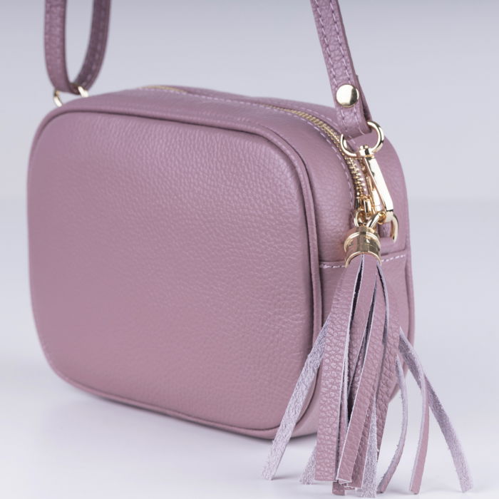 Geanta Crossbody Shopika Roz Piele Naturală - imagine 1