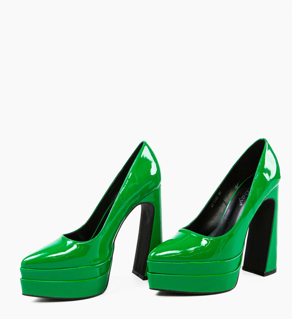 Pantofi Toc Dyscarpe Verzi | Stil Unic - imagine 5