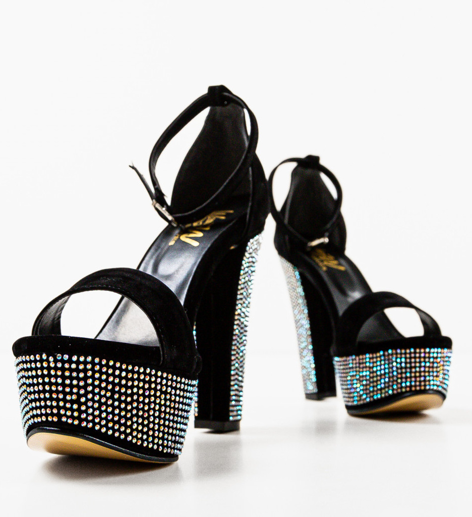 Sandale Elegante cu Toc Negre Muher - imagine 5