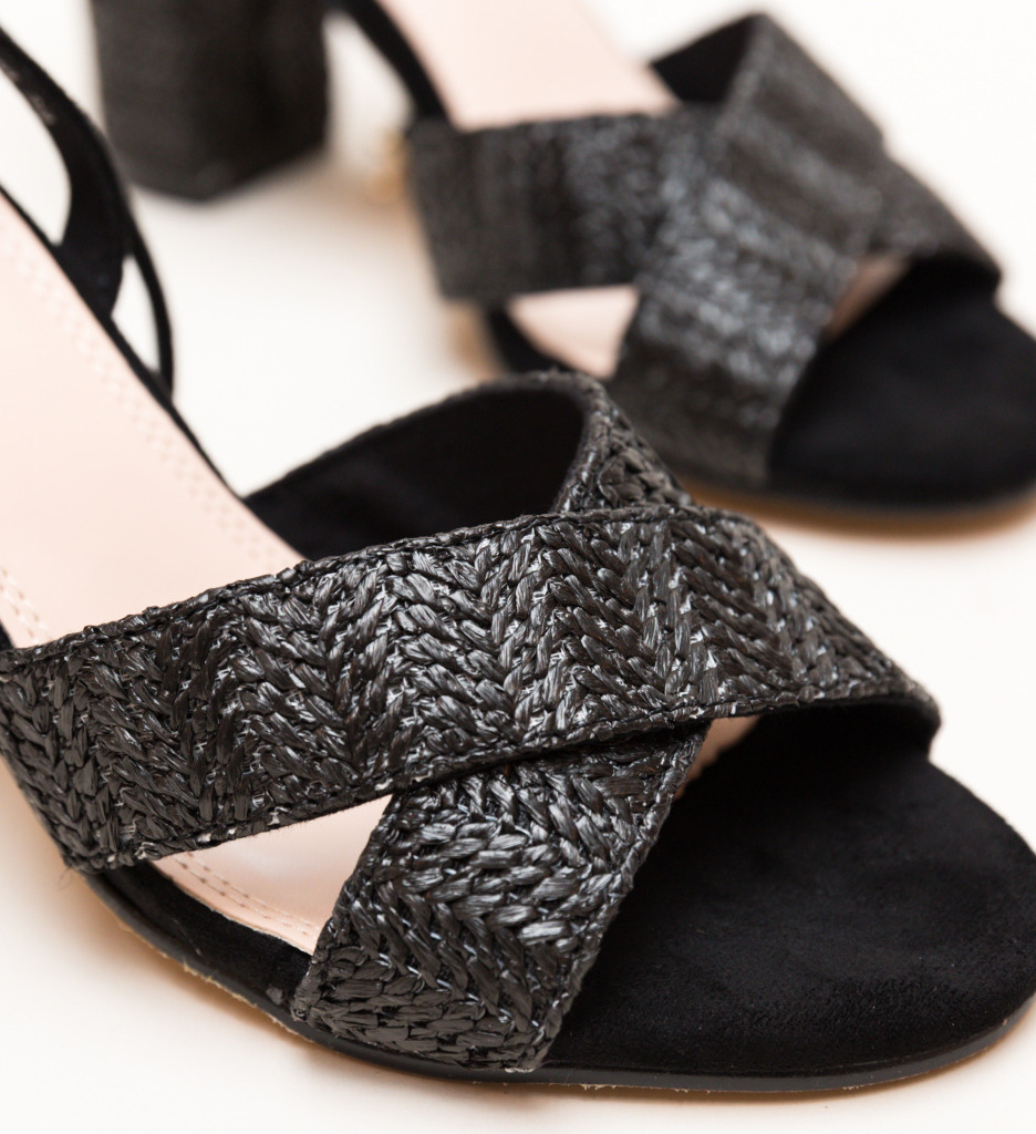 Sandale Deles Negre Elegante cu Toc - imagine 5
