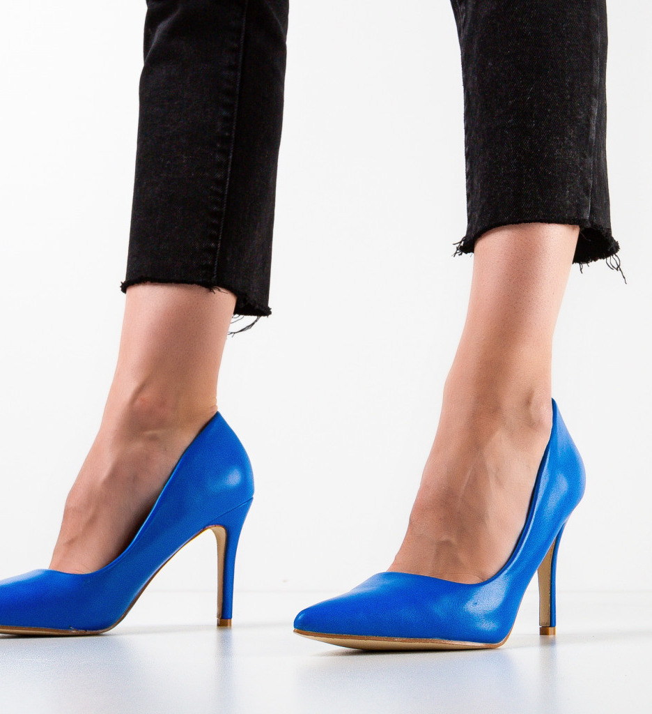 Pantofi Plazar Albastri cu Toc Eleganți - imagine 3