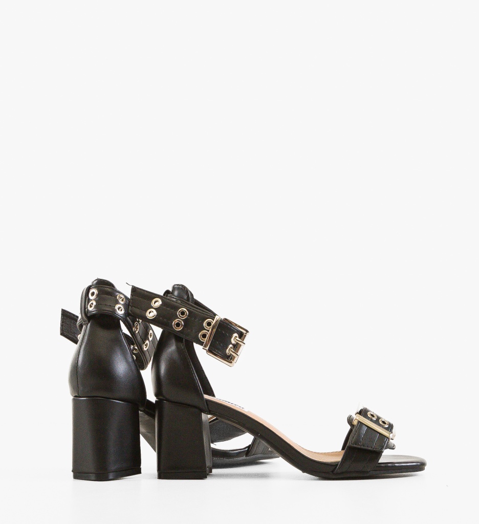 Sandale Haider Negre cu Toc Elegant | Stil Refined - imagine 3