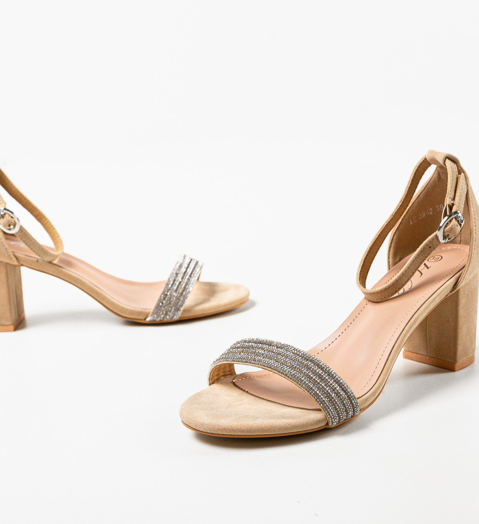 Sandale Dama Ward Bej cu Toc Elegante - imagine 6
