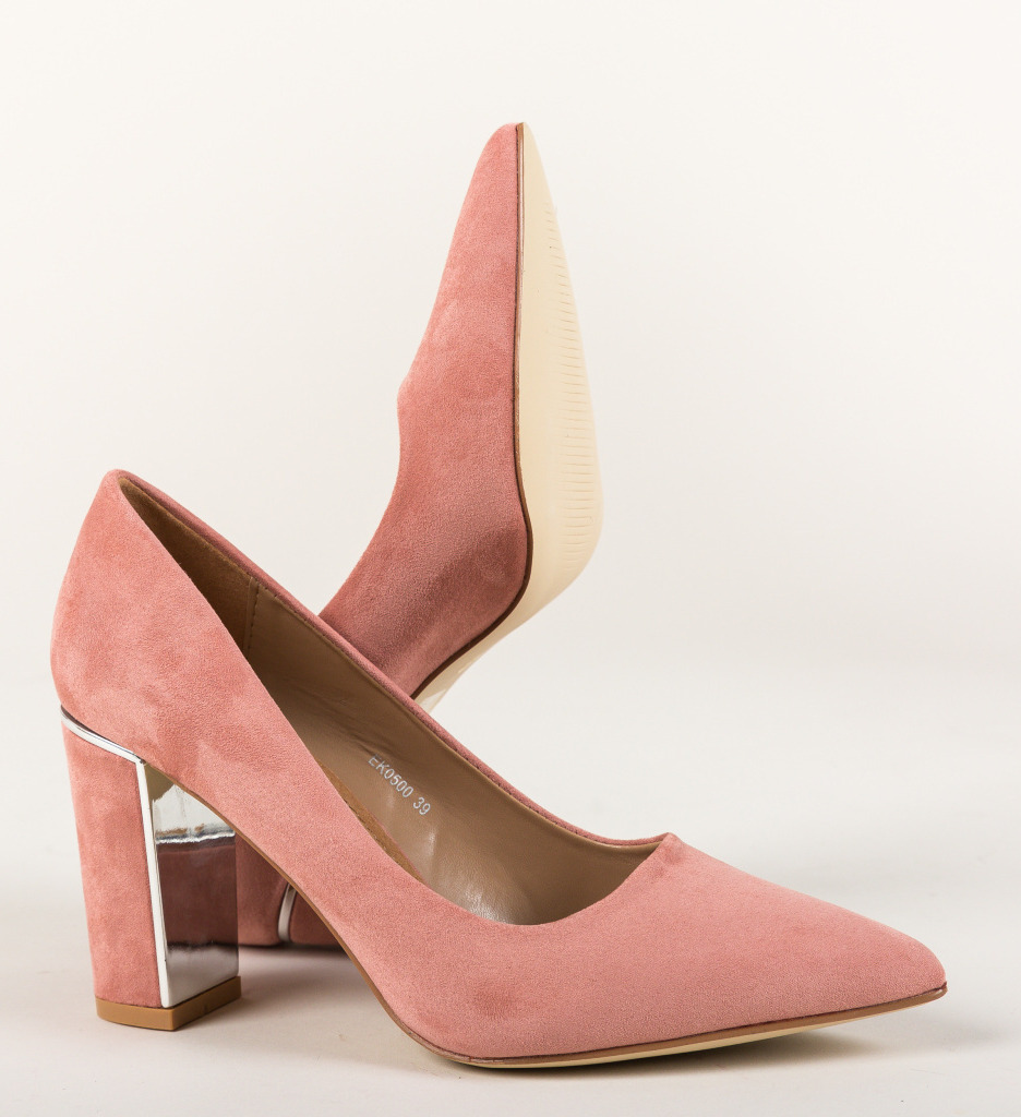 Pantofi Mikono Roz cu Toc Eleganti - imagine 4