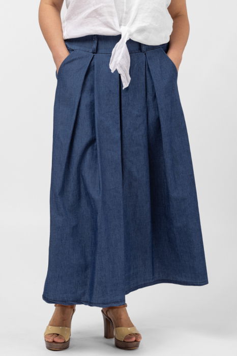 Fusta Denim cu Pense Shopika | Versatilă
