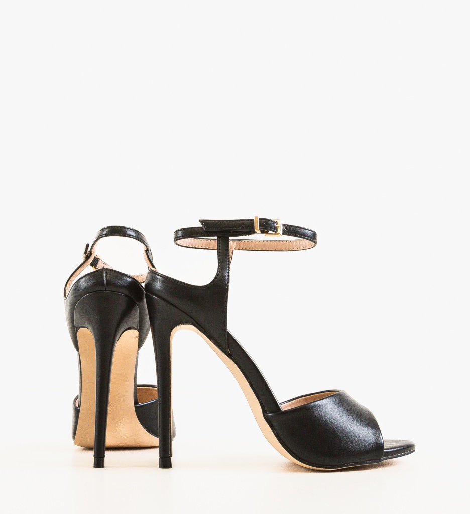 Sandale Lannuz Negre cu Toc Elegant - imagine 2