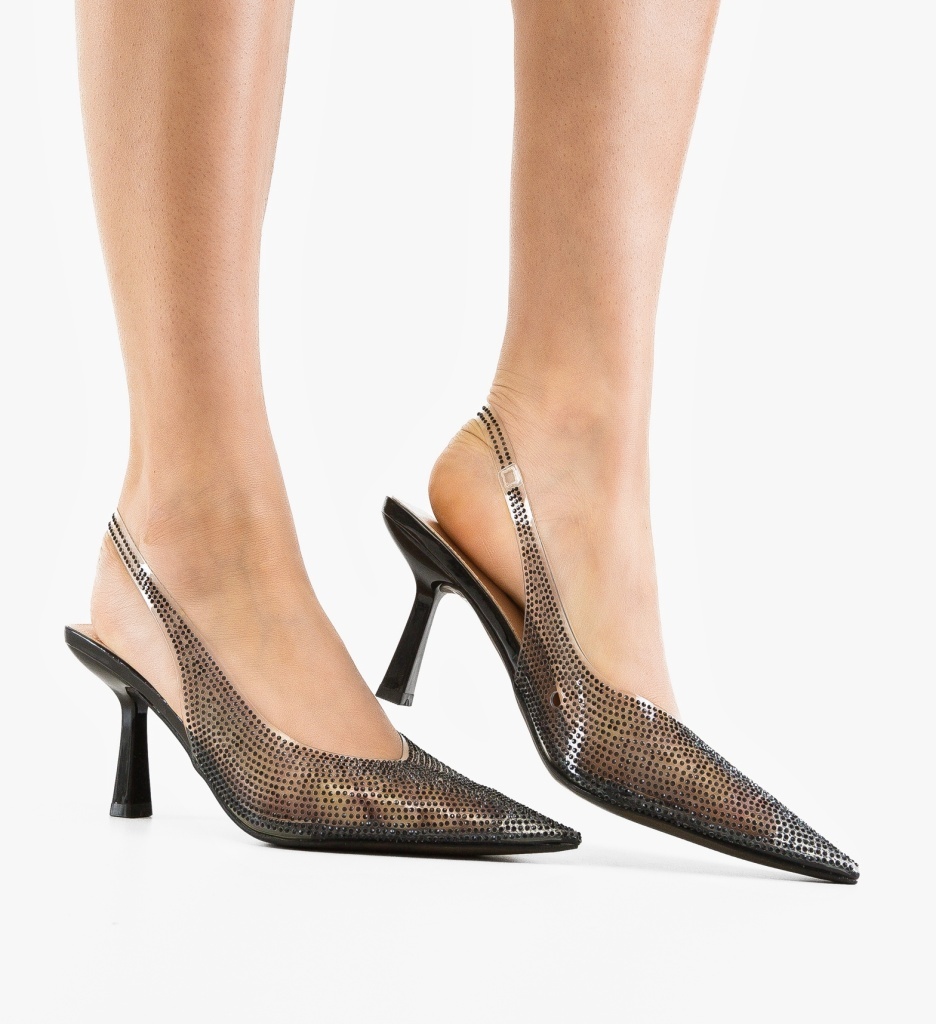 Pantofi dama Anelys Negri eleganți cu toc - imagine 2