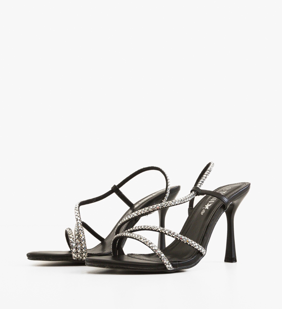 Sandale Dama Dreska Negre Elegante cu Toc - imagine 4