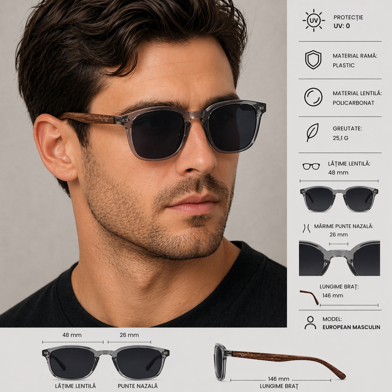Ochelari Soare Picadili SG119 Gri - UV Protection - imagine 4