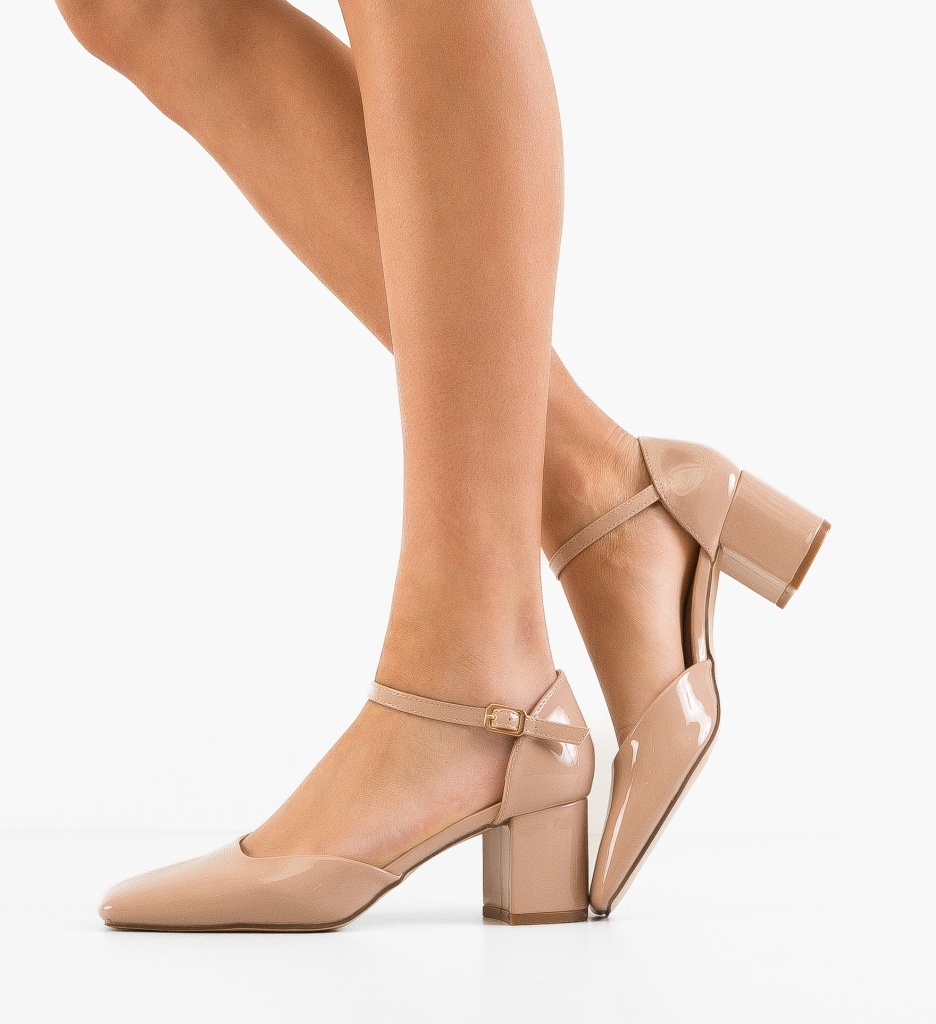 Pantofi Dama Mies Nude cu Toc Eleganți - imagine 3