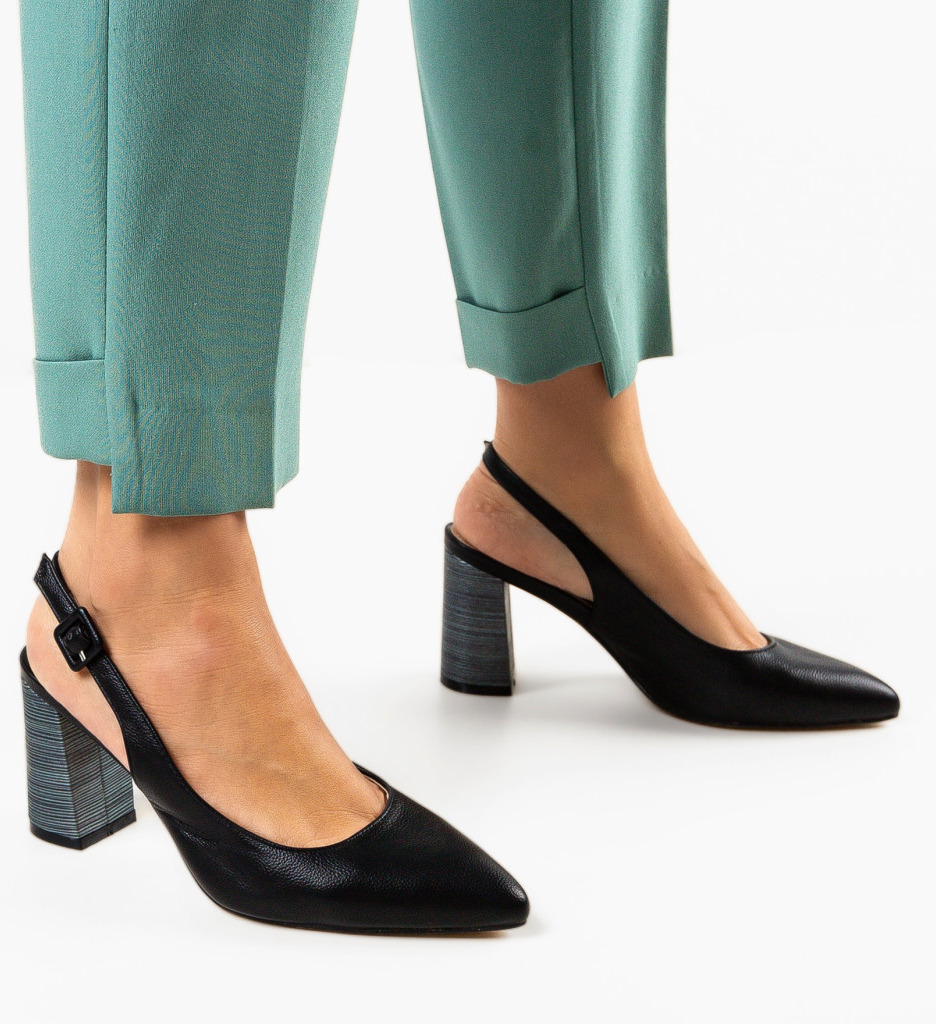 Pantofi cu Toc Soka Negri - Eleganță și Confort - imagine 4