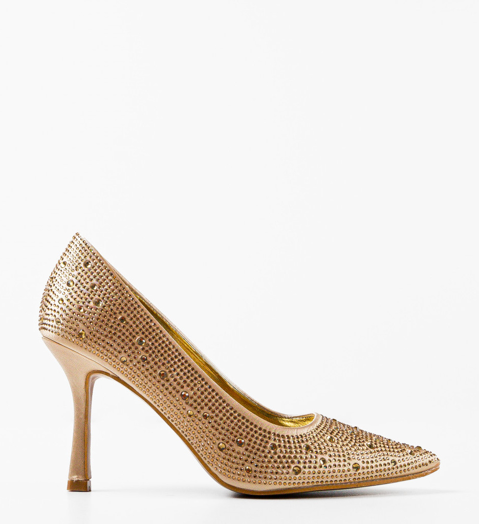 Pantofi Dama Frazer Aurii Eleganți cu Toc - imagine 5
